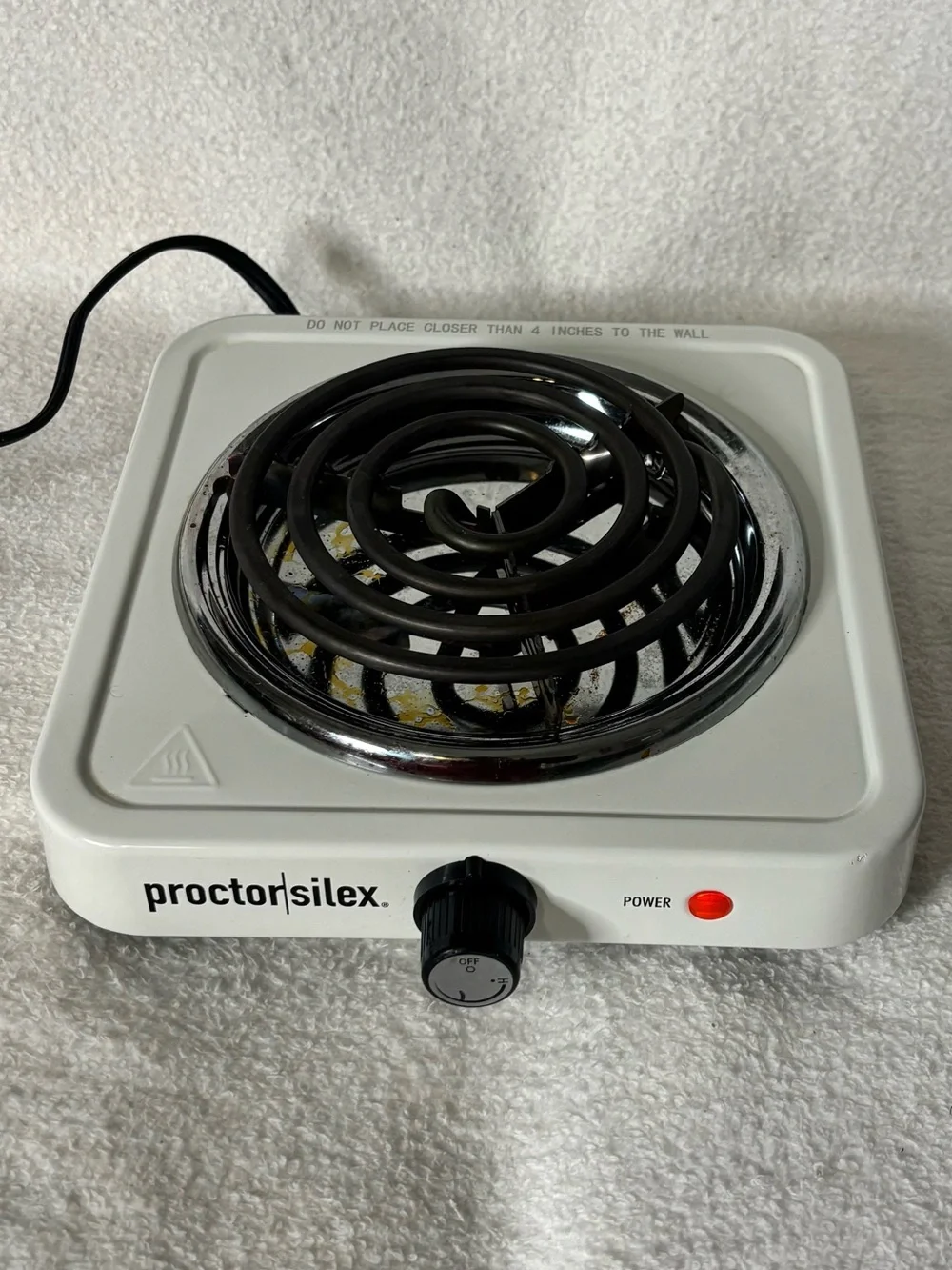 Proctor Silex White Single Electric Coil Burner Hot Plate